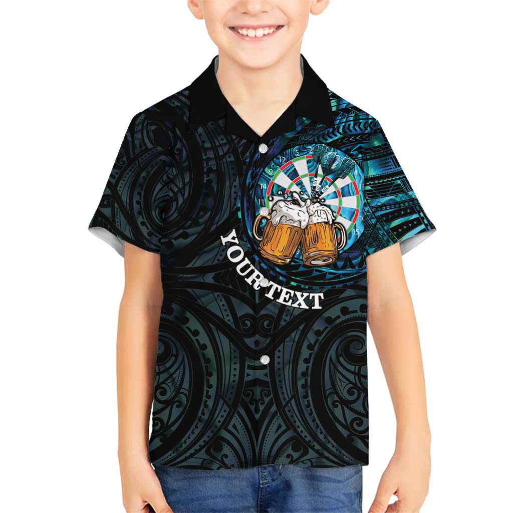 Personalized New Zealand Darts Beer Family Matching Tank Maxi Dress and Hawaiian Shirt Paua Shell Aotearoa Maori Tattoo LT14 Son's Shirt Black - Polynesian Pride