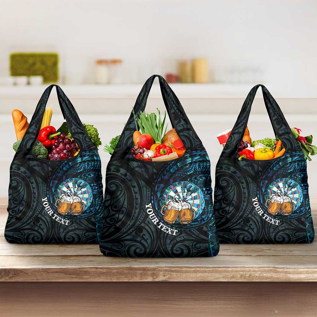 Personalized New Zealand Darts Beer Grocery Bag Paua Shell Aotearoa Maori Tattoo - Polynesian Pride