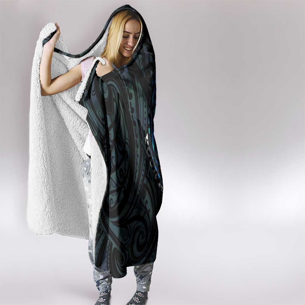 Personalized New Zealand Darts Beer Hooded Blanket Paua Shell Aotearoa Maori Tattoo - Polynesian Pride