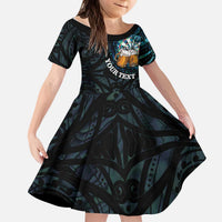 Personalized New Zealand Darts Beer Kid Short Sleeve Dress Paua Shell Aotearoa Maori Tattoo LT14 KID Black - Polynesian Pride