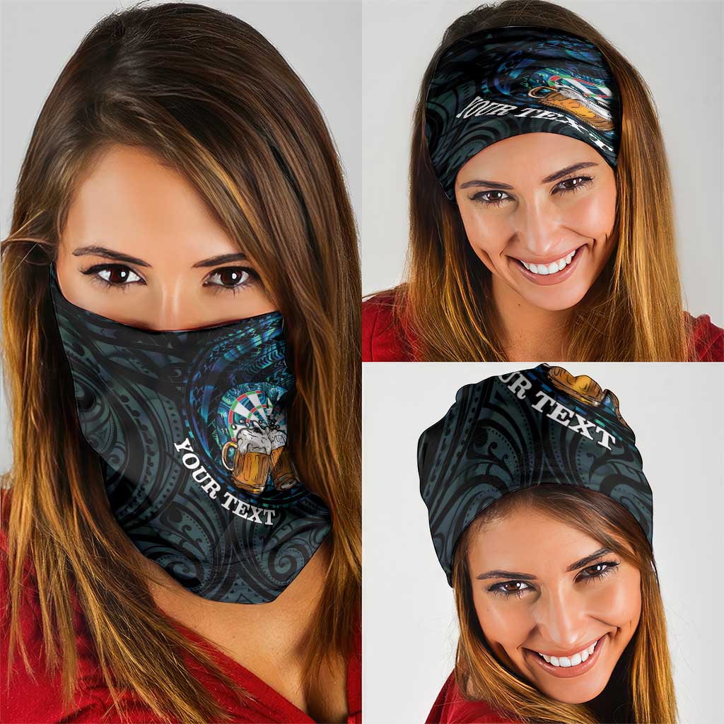 Personalized New Zealand Darts Beer Neck Gaiter Paua Shell Aotearoa Maori Tattoo - Polynesian Pride