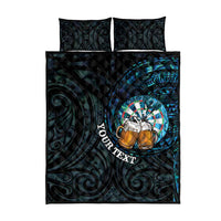 Personalized New Zealand Darts Beer Quilt Bed Set Paua Shell Aotearoa Maori Tattoo LT14 - Polynesian Pride