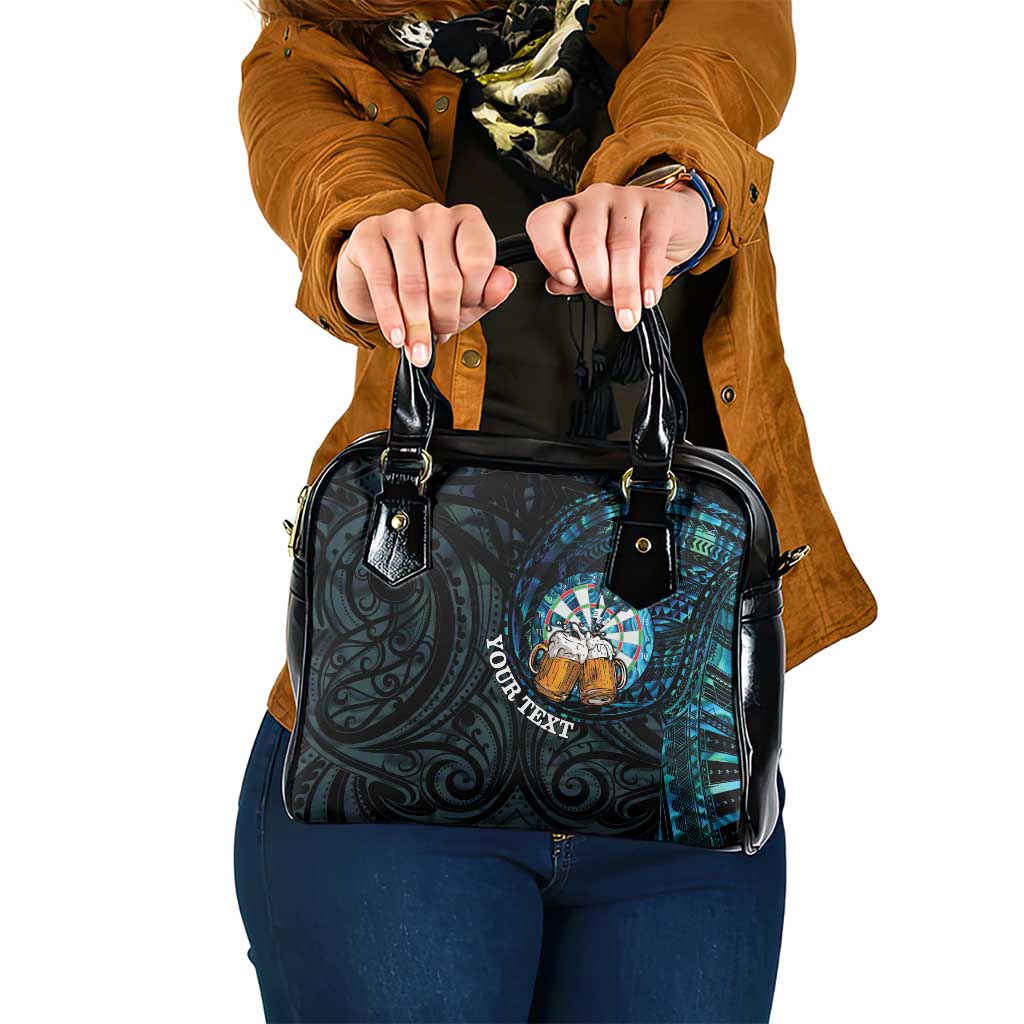Personalized New Zealand Darts Beer Shoulder Handbag Paua Shell Aotearoa Maori Tattoo LT14 One Size Black - Polynesian Pride