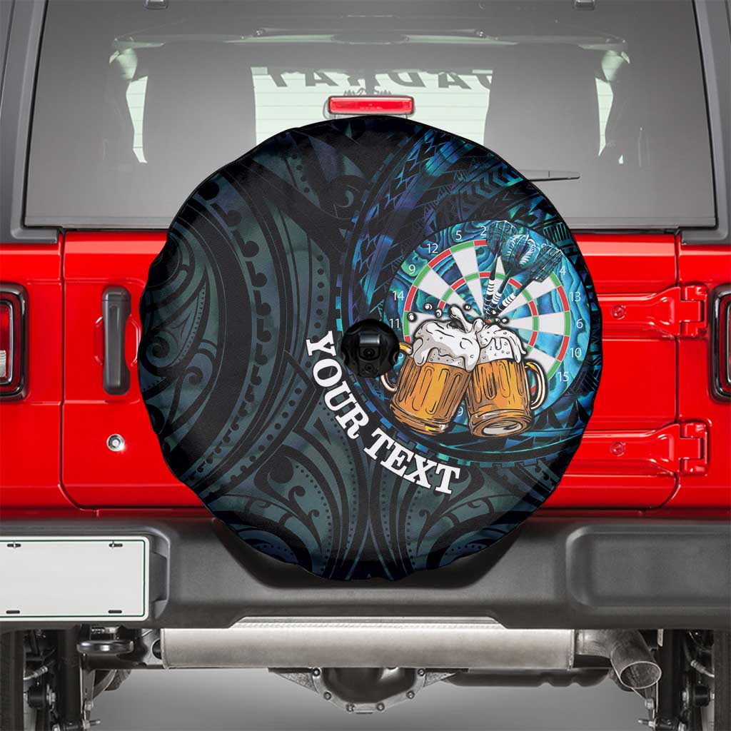 Personalized New Zealand Darts Beer Spare Tire Cover Paua Shell Aotearoa Maori Tattoo - Polynesian Pride