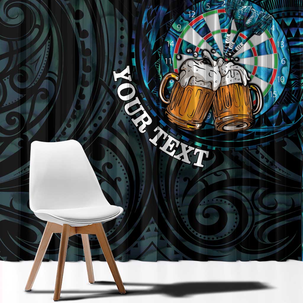 Personalized New Zealand Darts Beer Window Curtain Paua Shell Aotearoa Maori Tattoo LT14 - Polynesian Pride