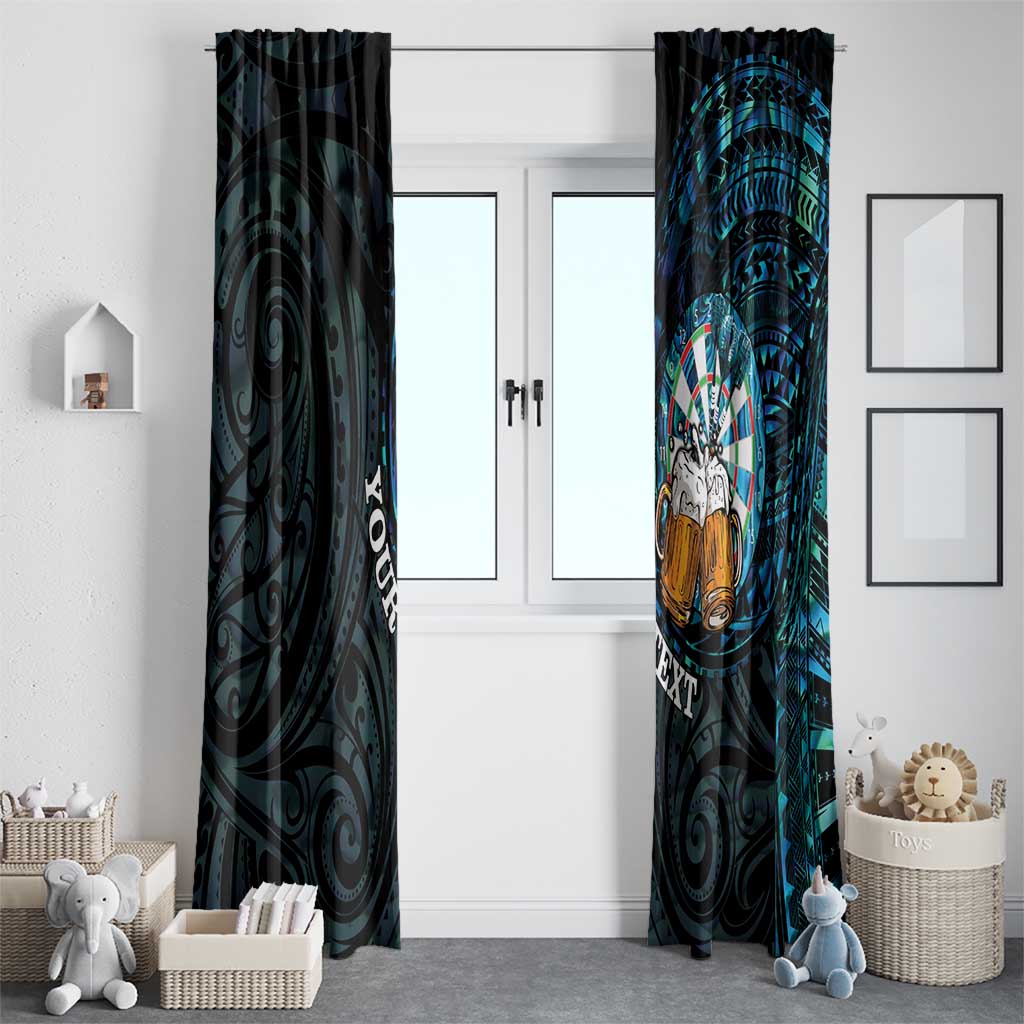 Personalized New Zealand Darts Beer Window Curtain Paua Shell Aotearoa Maori Tattoo LT14 - Polynesian Pride