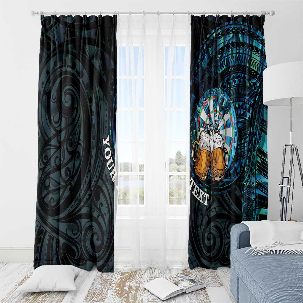 Personalized New Zealand Darts Beer Window Curtain Paua Shell Aotearoa Maori Tattoo LT14 - Polynesian Pride