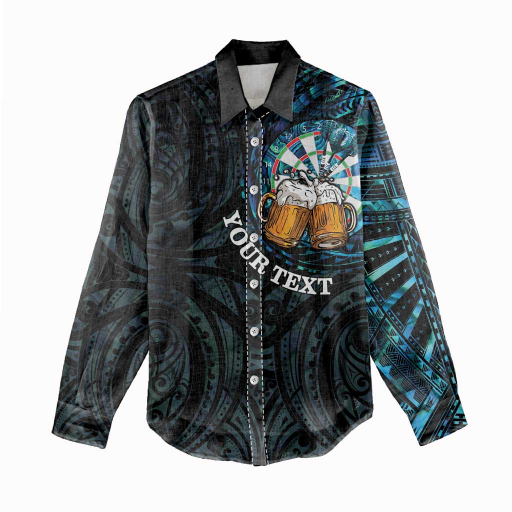 Personalized New Zealand Darts Beer Women Casual Shirt Paua Shell Aotearoa Maori Tattoo LT14 - Polynesian Pride