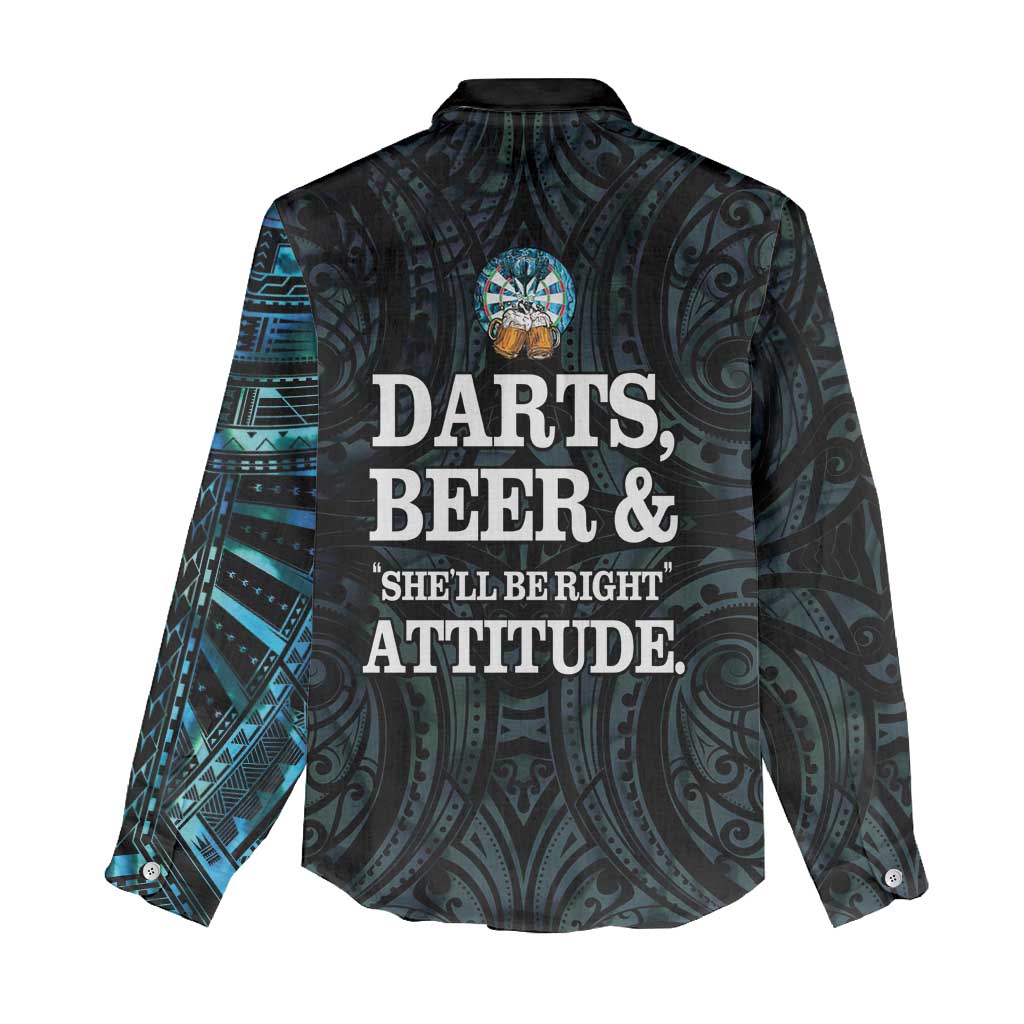 Personalized New Zealand Darts Beer Women Casual Shirt Paua Shell Aotearoa Maori Tattoo LT14 - Polynesian Pride
