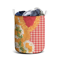 Prince Kuhio Aloha Hawaii Laundry Basket Plumeria Ilima Lei Palaka Motifs