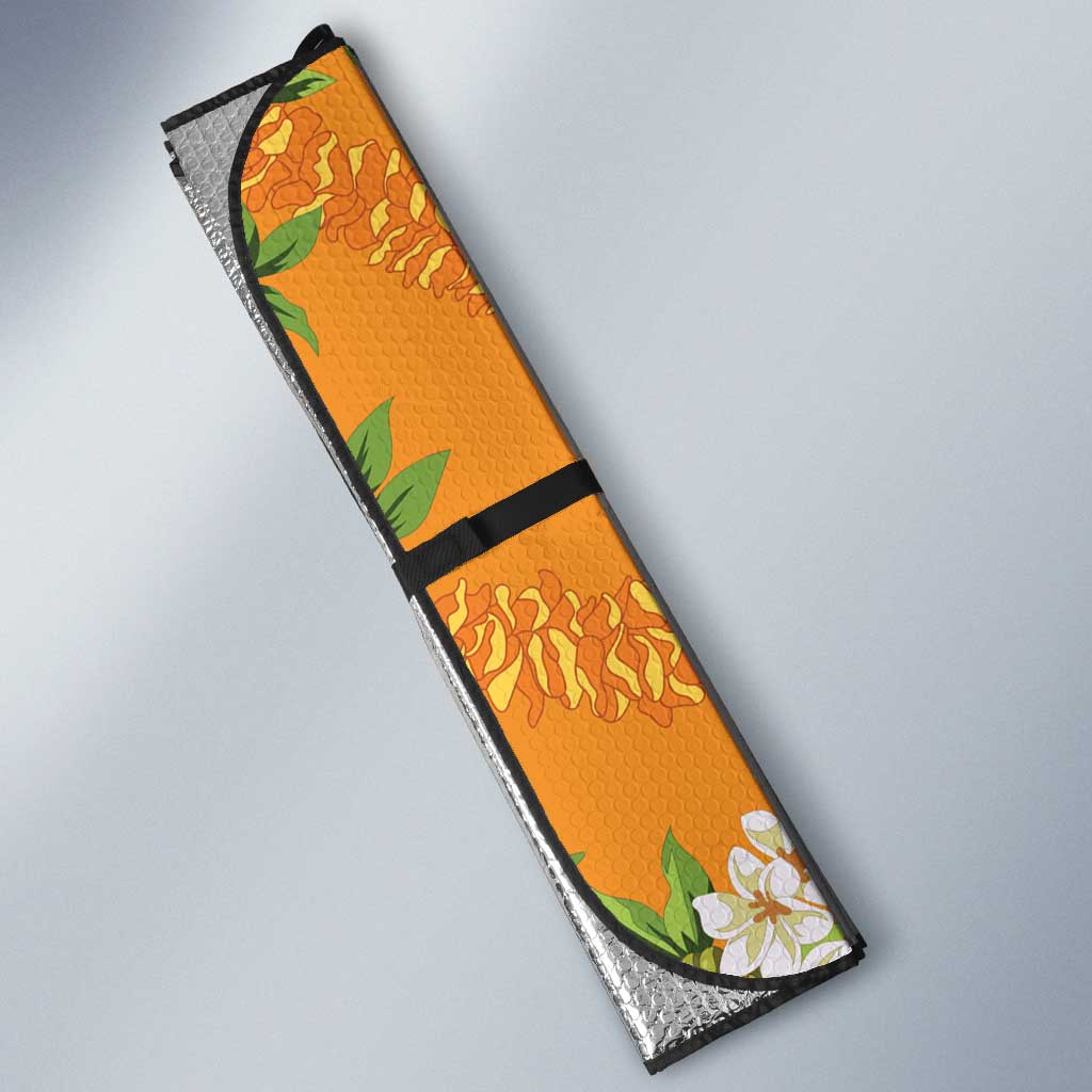 Prince Kuhio Aloha Hawaii Auto Sun Shade Plumeria Ilima Lei Palaka Motifs