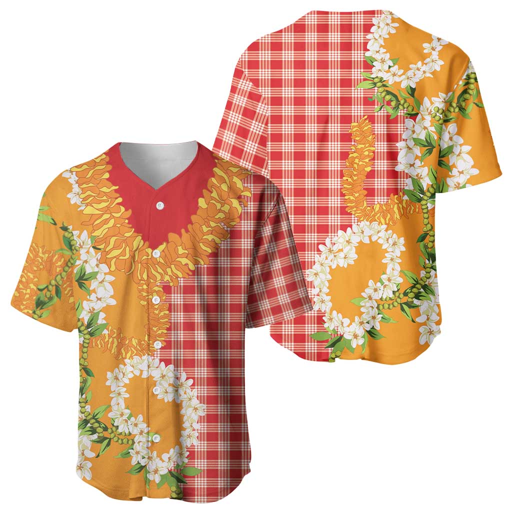 Prince Kuhio Aloha Hawaii Baseball Jersey Plumeria Ilima Lei Palaka Motifs