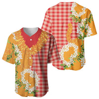 Prince Kuhio Aloha Hawaii Baseball Jersey Plumeria Ilima Lei Palaka Motifs