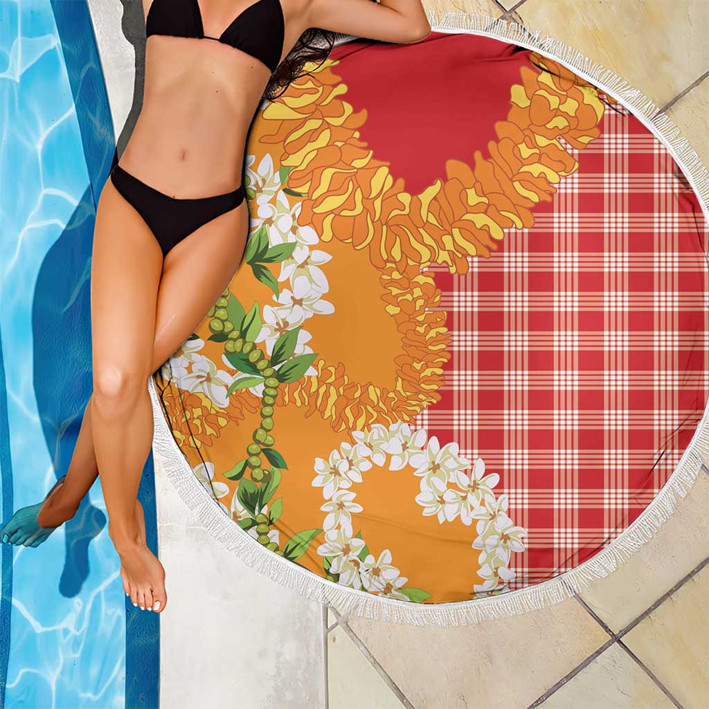 Prince Kuhio Aloha Hawaii Beach Blanket Plumeria Ilima Lei Palaka Motifs