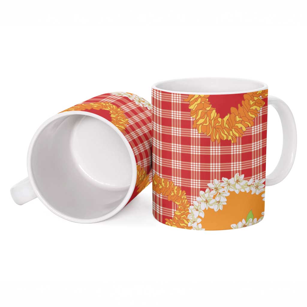 Prince Kuhio Aloha Hawaii Ceramic Mug Plumeria Ilima Lei Palaka Motifs