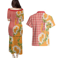 Prince Kuhio Aloha Hawaii Couples Matching Puletasi and Hawaiian Shirt Plumeria Ilima Lei Palaka Motifs LT14 - Polynesian Pride