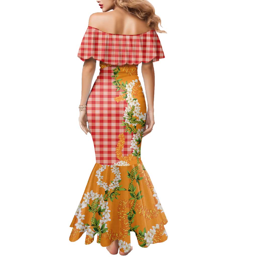 Prince Kuhio Aloha Hawaii Family Matching Mermaid Dress and Hawaiian Shirt Plumeria Ilima Lei Palaka Motifs LT14 - Polynesian Pride