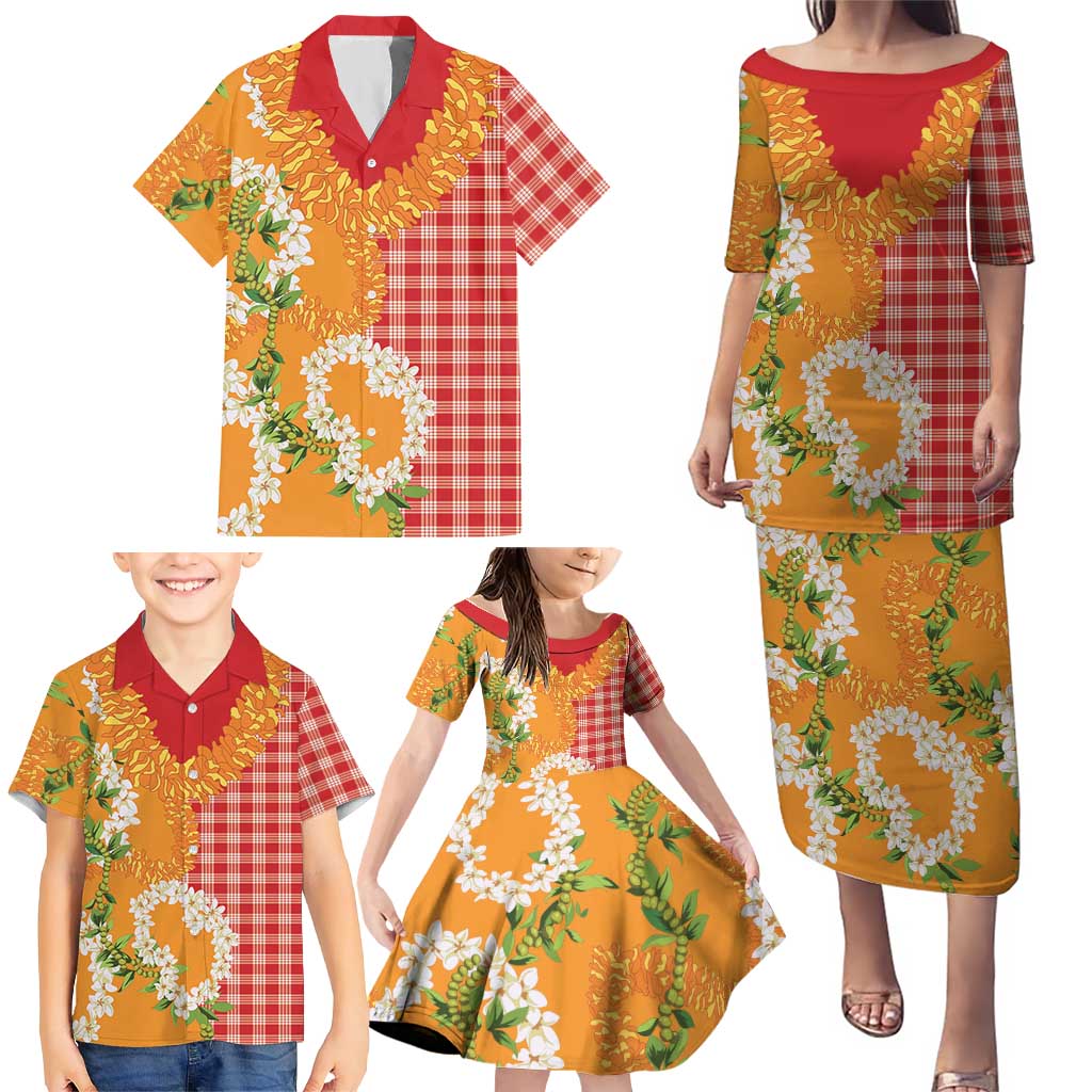 Prince Kuhio Aloha Hawaii Family Matching Puletasi and Hawaiian Shirt Plumeria Ilima Lei Palaka Motifs LT14 - Polynesian Pride