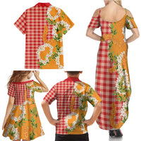 Prince Kuhio Aloha Hawaii Family Matching Summer Maxi Dress and Hawaiian Shirt Plumeria Ilima Lei Palaka Motifs LT14 - Polynesian Pride