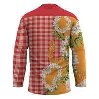 Prince Kuhio Aloha Hawaii Hockey Jersey Plumeria Ilima Lei Palaka Motifs