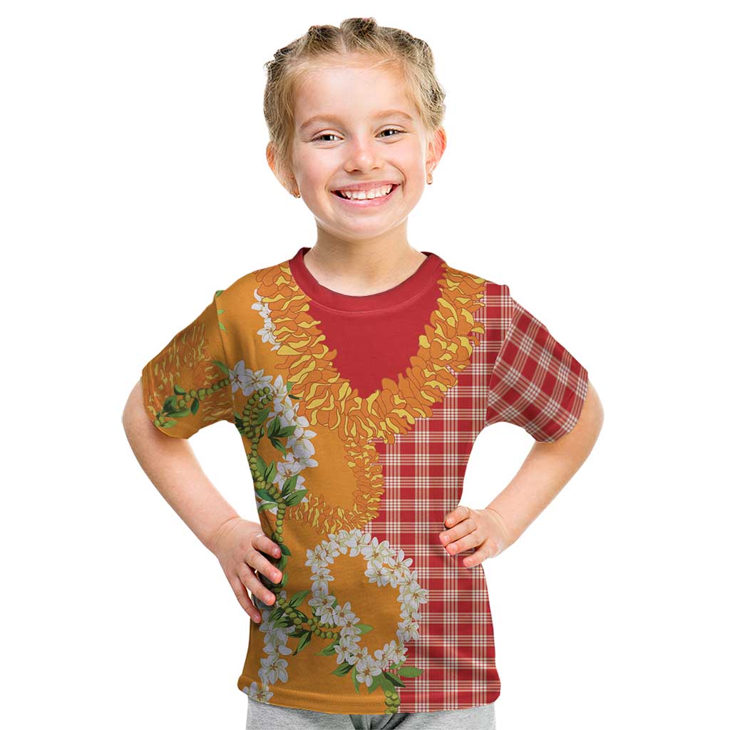 Prince Kuhio Aloha Hawaii Kid T Shirt Plumeria Ilima Lei Palaka Motifs