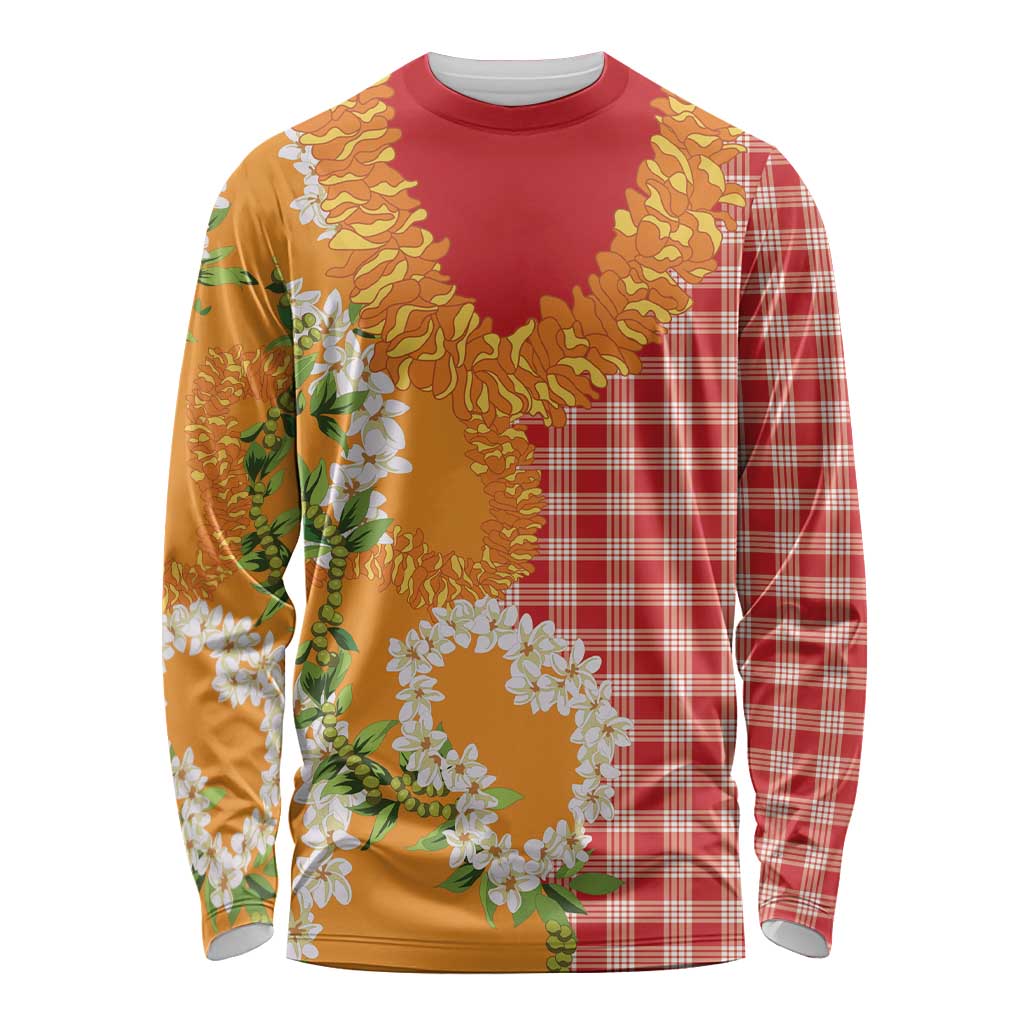 Prince Kuhio Aloha Hawaii Long Sleeve Shirt Plumeria Ilima Lei Palaka Motifs