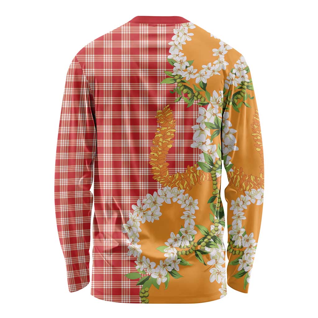Prince Kuhio Aloha Hawaii Long Sleeve Shirt Plumeria Ilima Lei Palaka Motifs