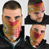 Prince Kuhio Aloha Hawaii Neck Gaiter Plumeria Ilima Lei Palaka Motifs