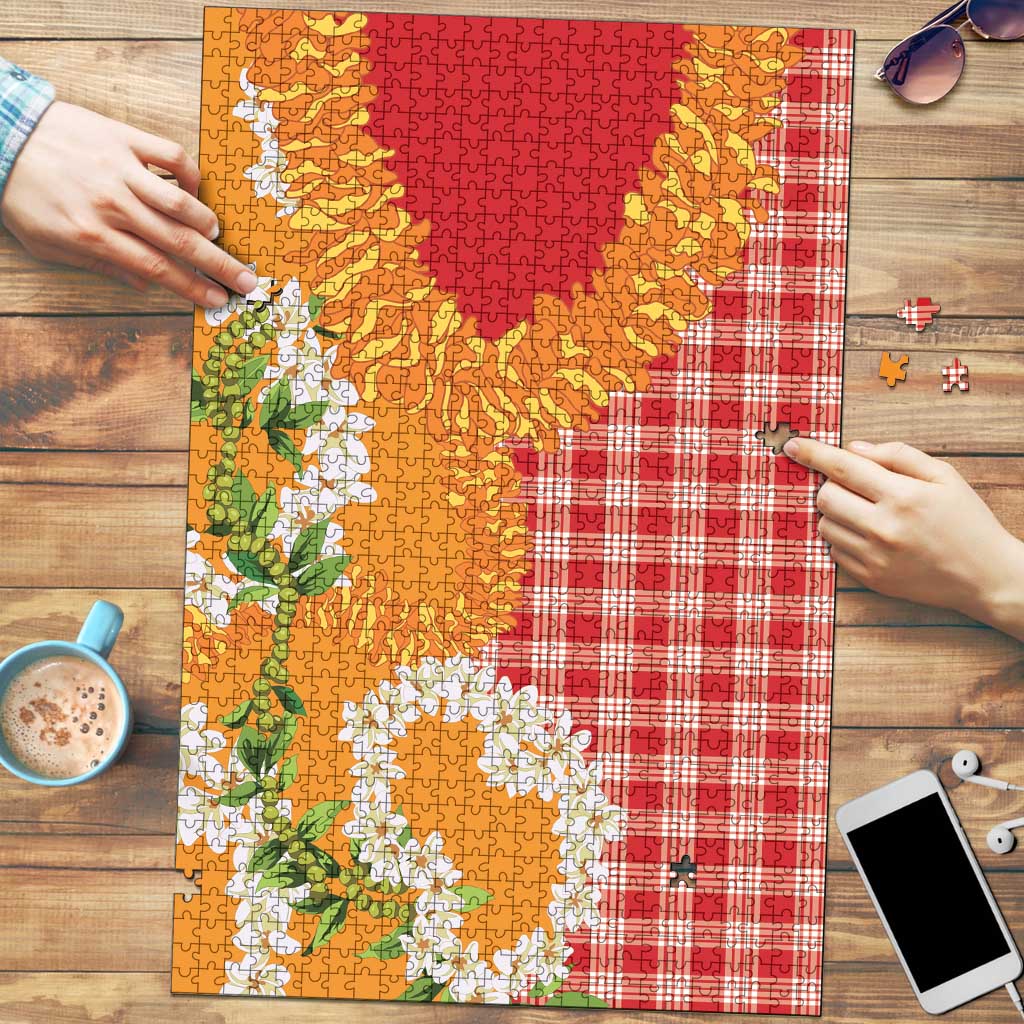 Prince Kuhio Aloha Hawaii Puzzle Plumeria Ilima Lei Palaka Motifs