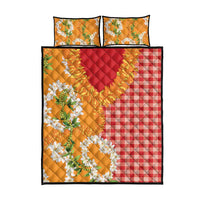 Prince Kuhio Aloha Hawaii Quilt Bed Set Plumeria Ilima Lei Palaka Motifs
