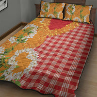 Prince Kuhio Aloha Hawaii Quilt Bed Set Plumeria Ilima Lei Palaka Motifs