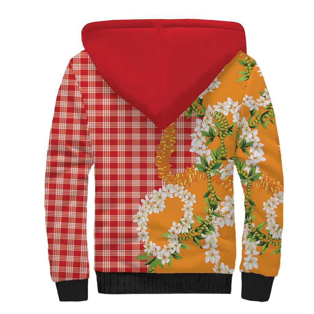 Prince Kuhio Aloha Hawaii Sherpa Hoodie Plumeria Ilima Lei Palaka Motifs