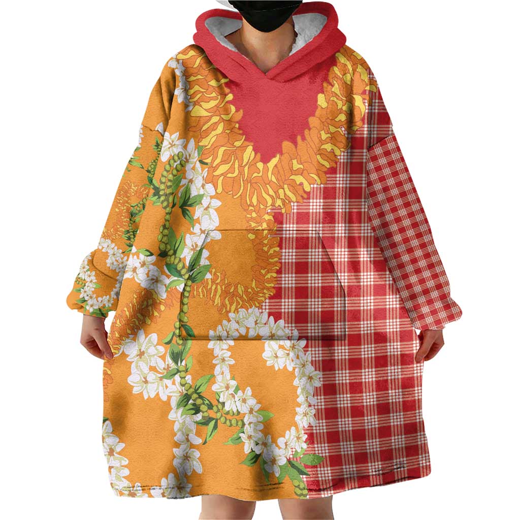 Prince Kuhio Aloha Hawaii Wearable Blanket Hoodie Plumeria Ilima Lei Palaka Motifs LT14 - Polynesian Pride