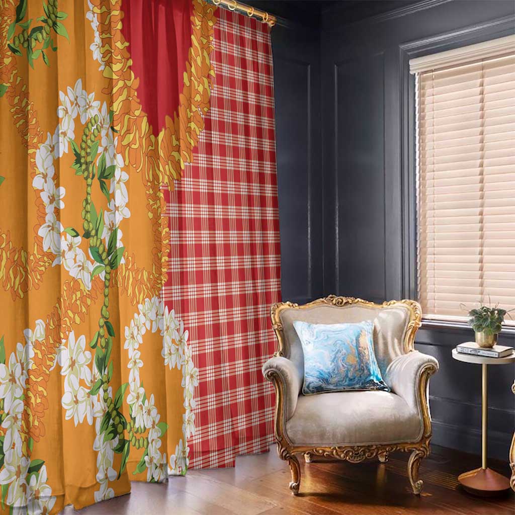 Prince Kuhio Aloha Hawaii Window Curtain Plumeria Ilima Lei Palaka Motifs