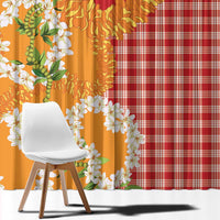 Prince Kuhio Aloha Hawaii Window Curtain Plumeria Ilima Lei Palaka Motifs