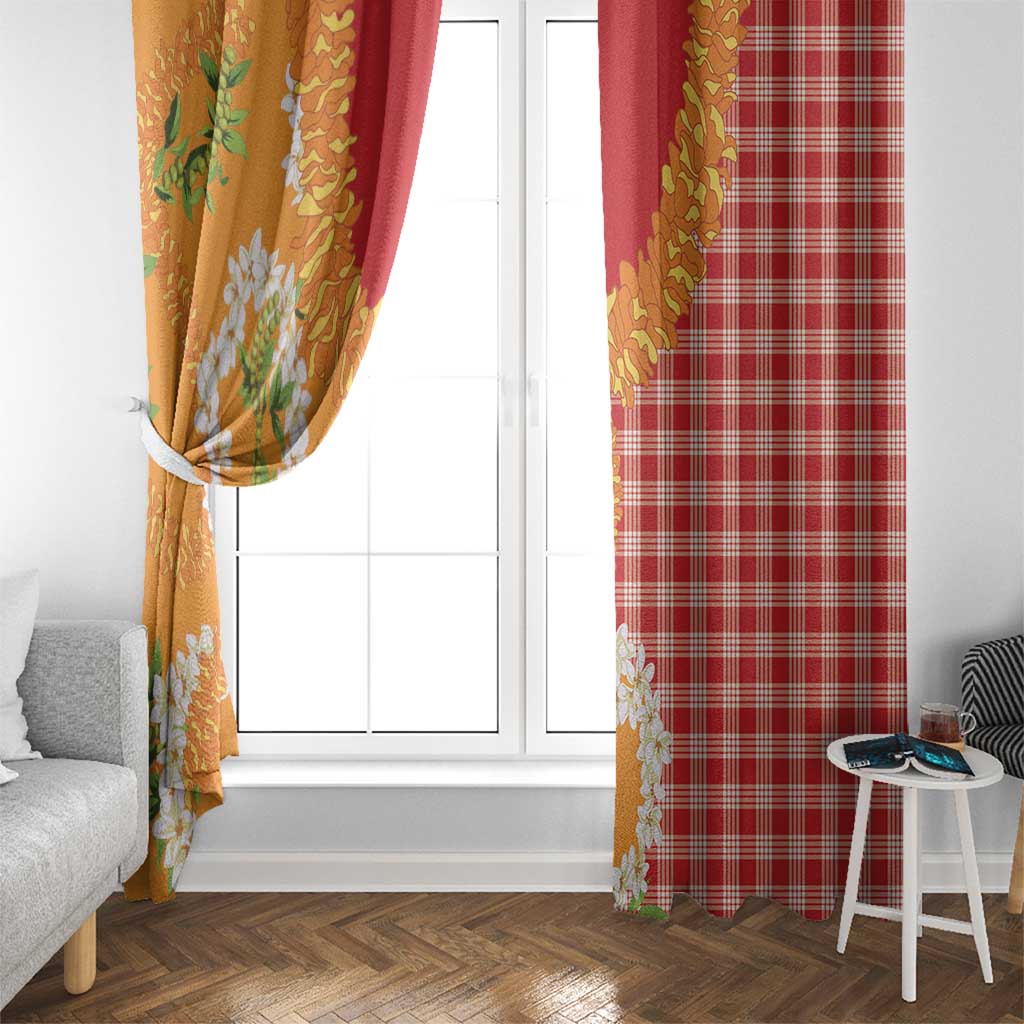 Prince Kuhio Aloha Hawaii Window Curtain Plumeria Ilima Lei Palaka Motifs