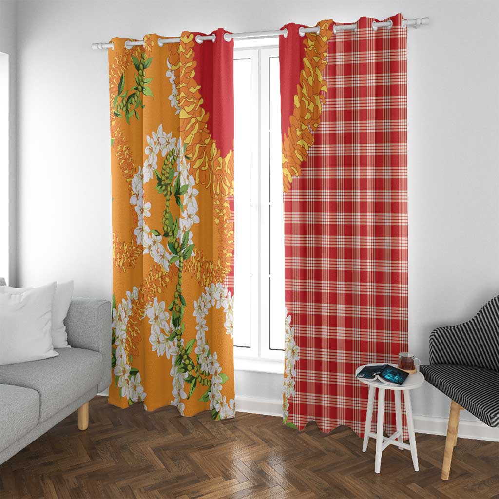 Prince Kuhio Aloha Hawaii Window Curtain Plumeria Ilima Lei Palaka Motifs