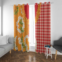 Prince Kuhio Aloha Hawaii Window Curtain Plumeria Ilima Lei Palaka Motifs