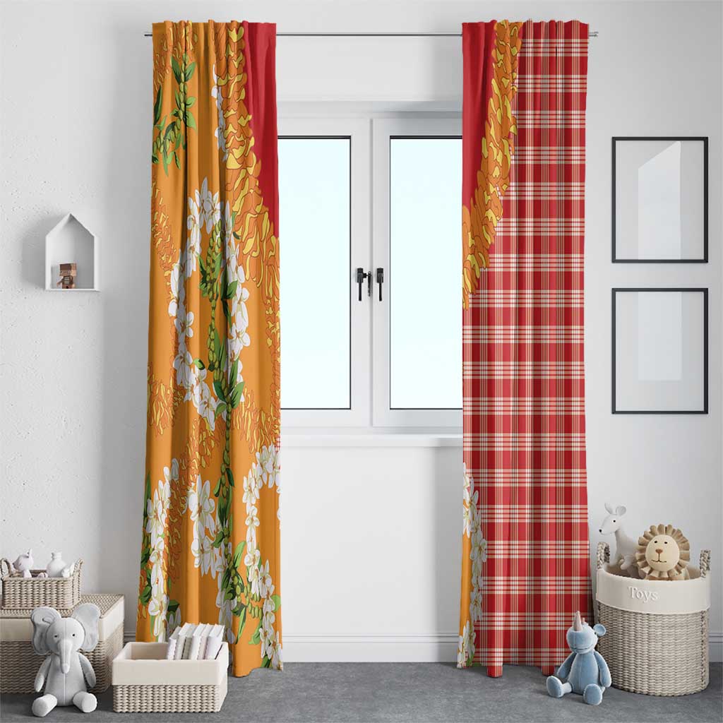 Prince Kuhio Aloha Hawaii Window Curtain Plumeria Ilima Lei Palaka Motifs