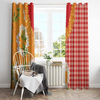 Prince Kuhio Aloha Hawaii Window Curtain Plumeria Ilima Lei Palaka Motifs