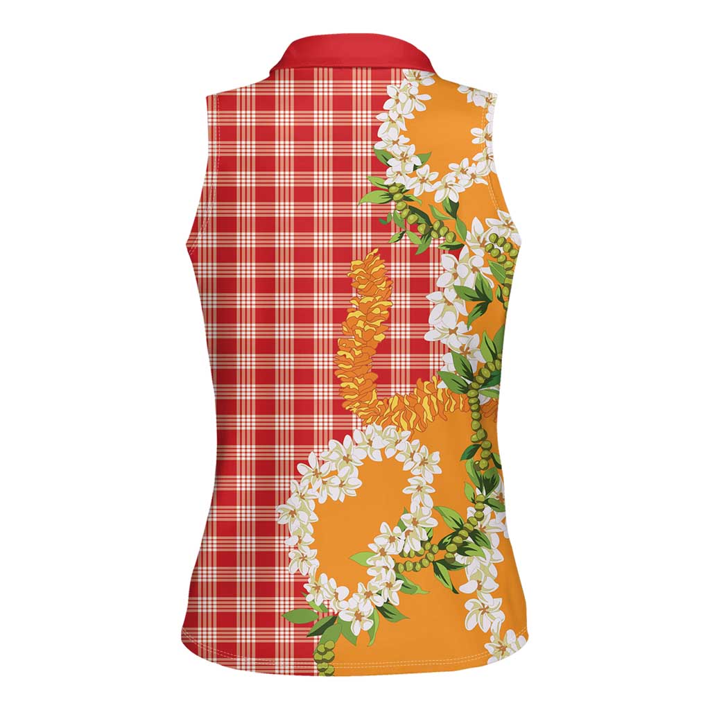 Prince Kuhio Aloha Hawaii Women Sleeveless Polo Shirt Plumeria Ilima Lei Palaka Motifs LT14 - Polynesian Pride