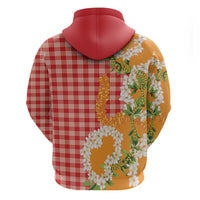 Prince Kuhio Aloha Hawaii Zip Hoodie Plumeria Ilima Lei Palaka Motifs LT14 - Polynesian Pride