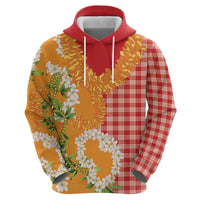 Prince Kuhio Aloha Hawaii Zip Hoodie Plumeria Ilima Lei Palaka Motifs LT14 - Polynesian Pride