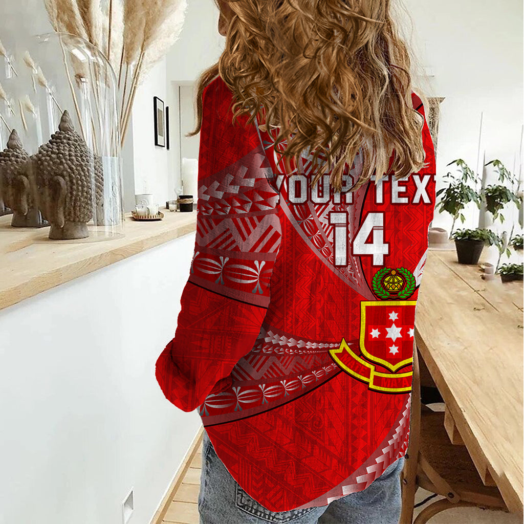 Personalised Tonga College Alete Women Casual Shirt Kolisi Tonga Ngatu Pattern LT14 - Polynesian Pride