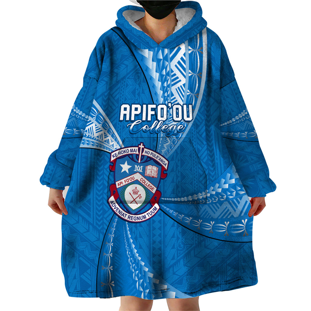 Personalised Tonga Apifoou College Wearable Blanket Hoodie Tongan Ngatu Pattern LT14 - Polynesian Pride
