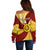 Personalised Tonga High School Off Shoulder Sweater Tongan Ngatu Pattern LT14 - Polynesian Pride