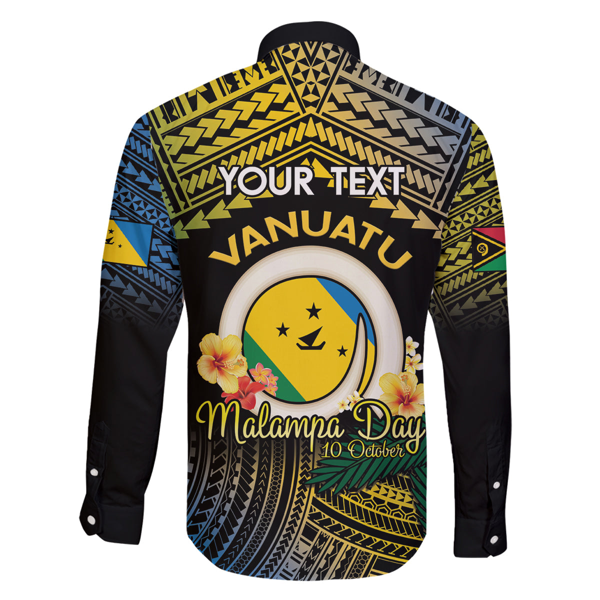 Personalised Malampa Day Family Matching Off The Shoulder Long Sleeve Dress and Hawaiian Shirt Vanuatu Provinces Polynesian Pattern