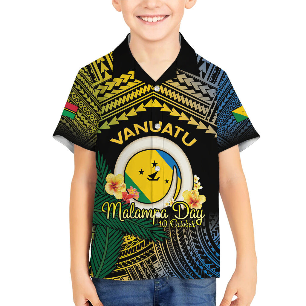 Personalised Malampa Day Family Matching Off Shoulder Short Dress and Hawaiian Shirt Vanuatu Provinces Polynesian Pattern