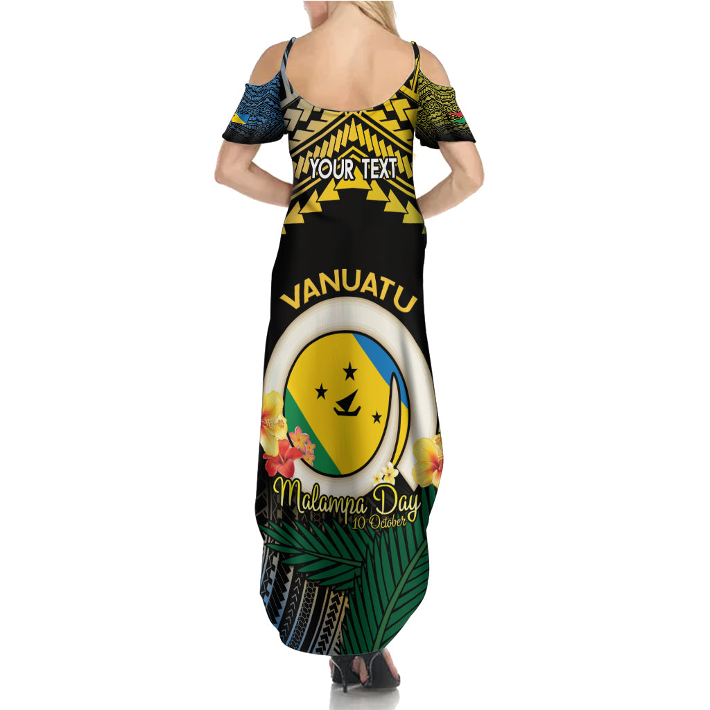 Personalised Malampa Day Family Matching Summer Maxi Dress and Hawaiian Shirt Vanuatu Provinces Polynesian Pattern