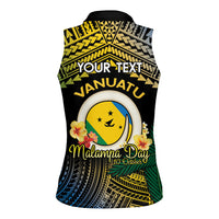 Personalised Malampa Day Women Sleeveless Polo Shirt Vanuatu Provinces Polynesian Pattern